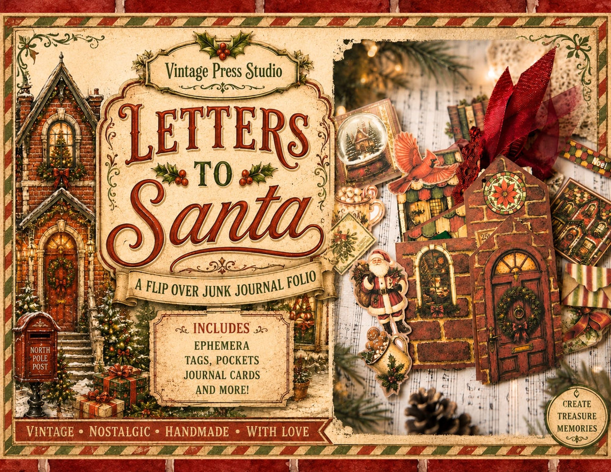 Letters To Santa Christmas Creative Junk Journal and Flip Folio **Digital Kit**