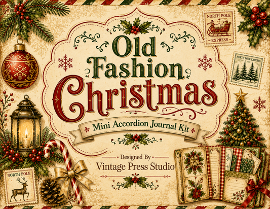 Old Fashion Christmas Mini Accordion Journal **PDF Printable**