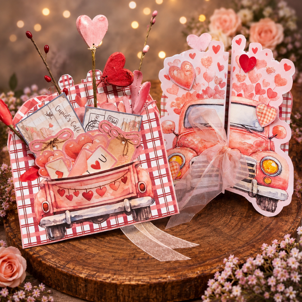 Pick Me Up Valentine 3D Vintage Truck Card **Digital File**