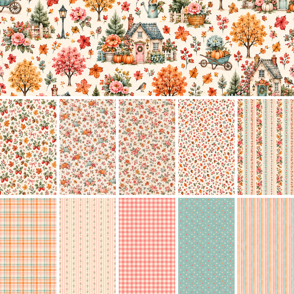 Autumn At Rose Cottage A Shabby Chic Fall "DIGITAL" Paper Pack