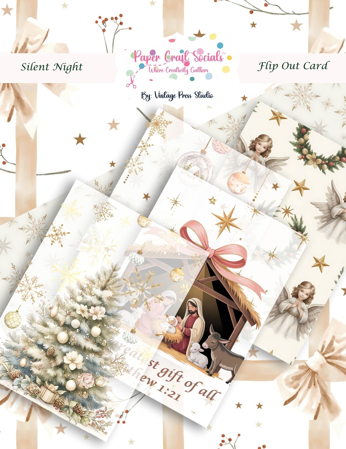 Silent Night Flip Out Card & Gift Card Holder ***Digital File***