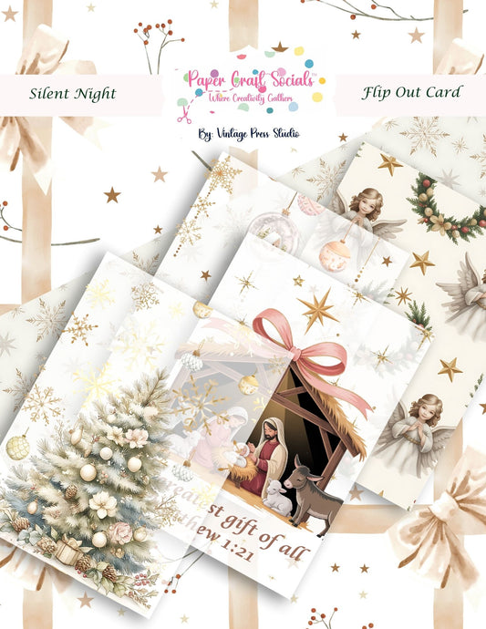 Silent Night Flip Out Card & Gift Card Holder ***Digital File***