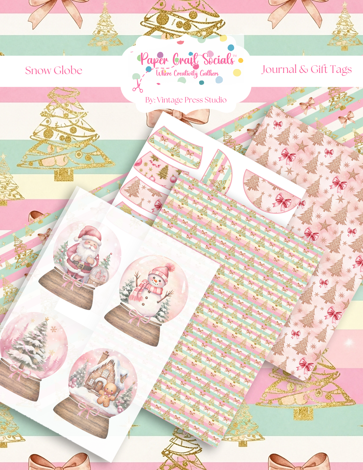 Snow Globe Winter Gift Tags and Journal Elements **Digital File ...