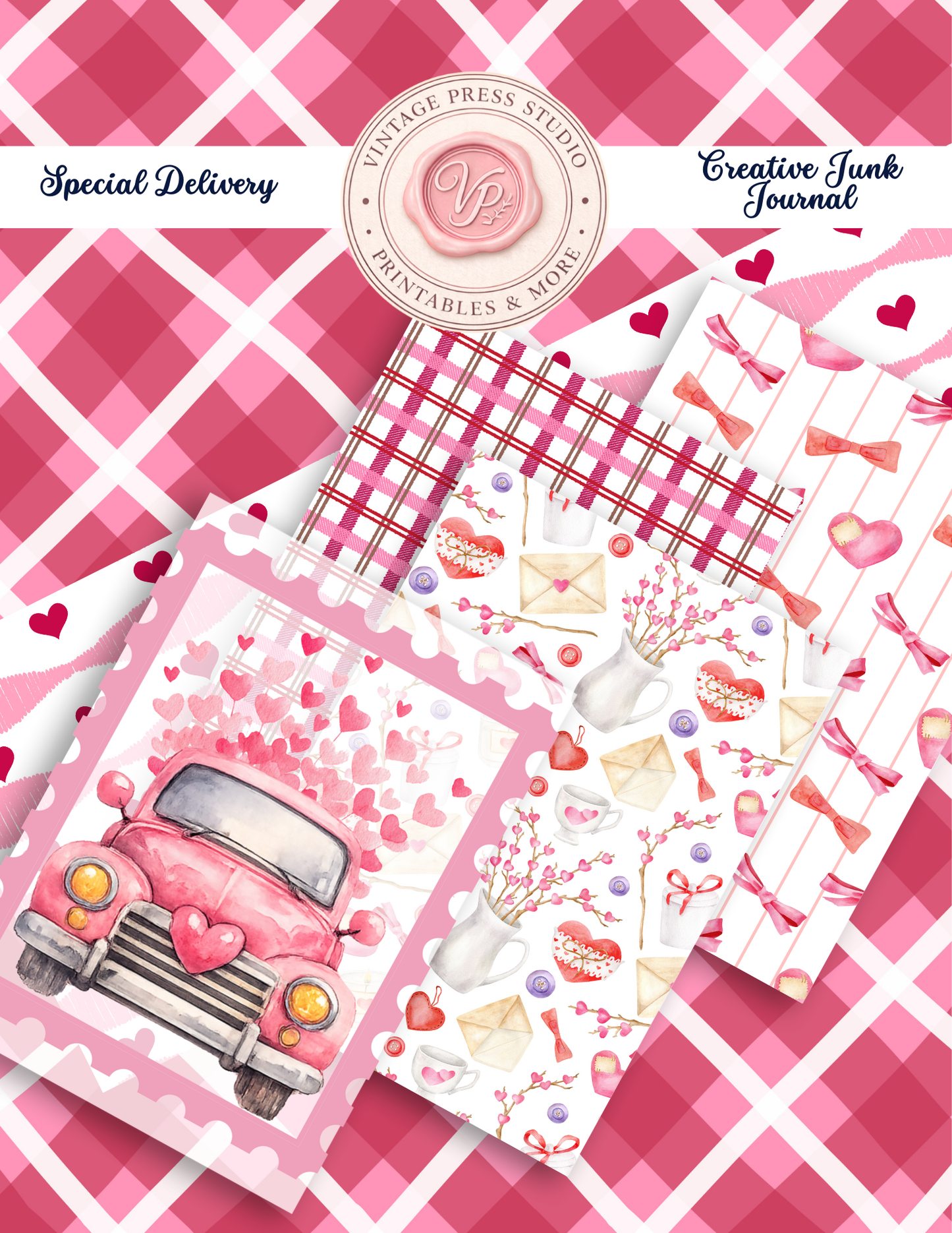 Valentine Day "Special Delivery" Vintage Junk Journal Folio Kit **Digital Kit**