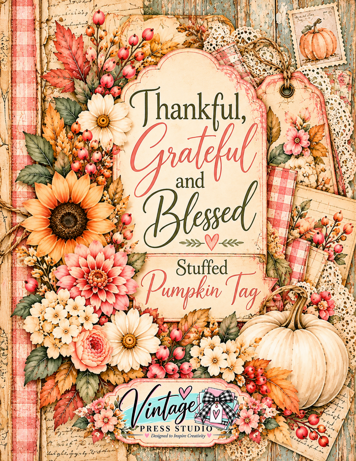 Grateful, Thankful & Blessed Loaded Stuffed Pumpkin Tags **Digital Kit**