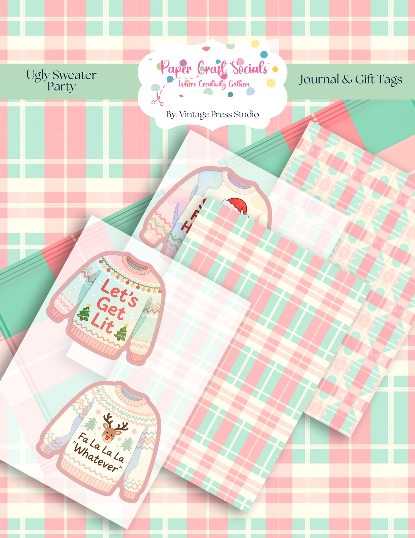 Ugly Sweater Christmas Party Gift & Journal Tags **Printable**