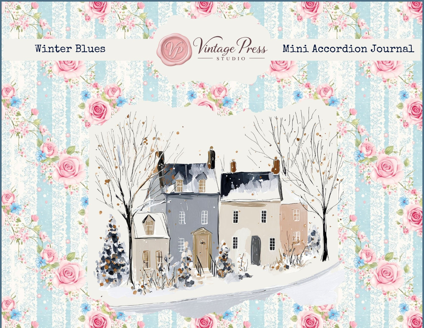 Winter Blues Mini Accordion Journal **Digital File**