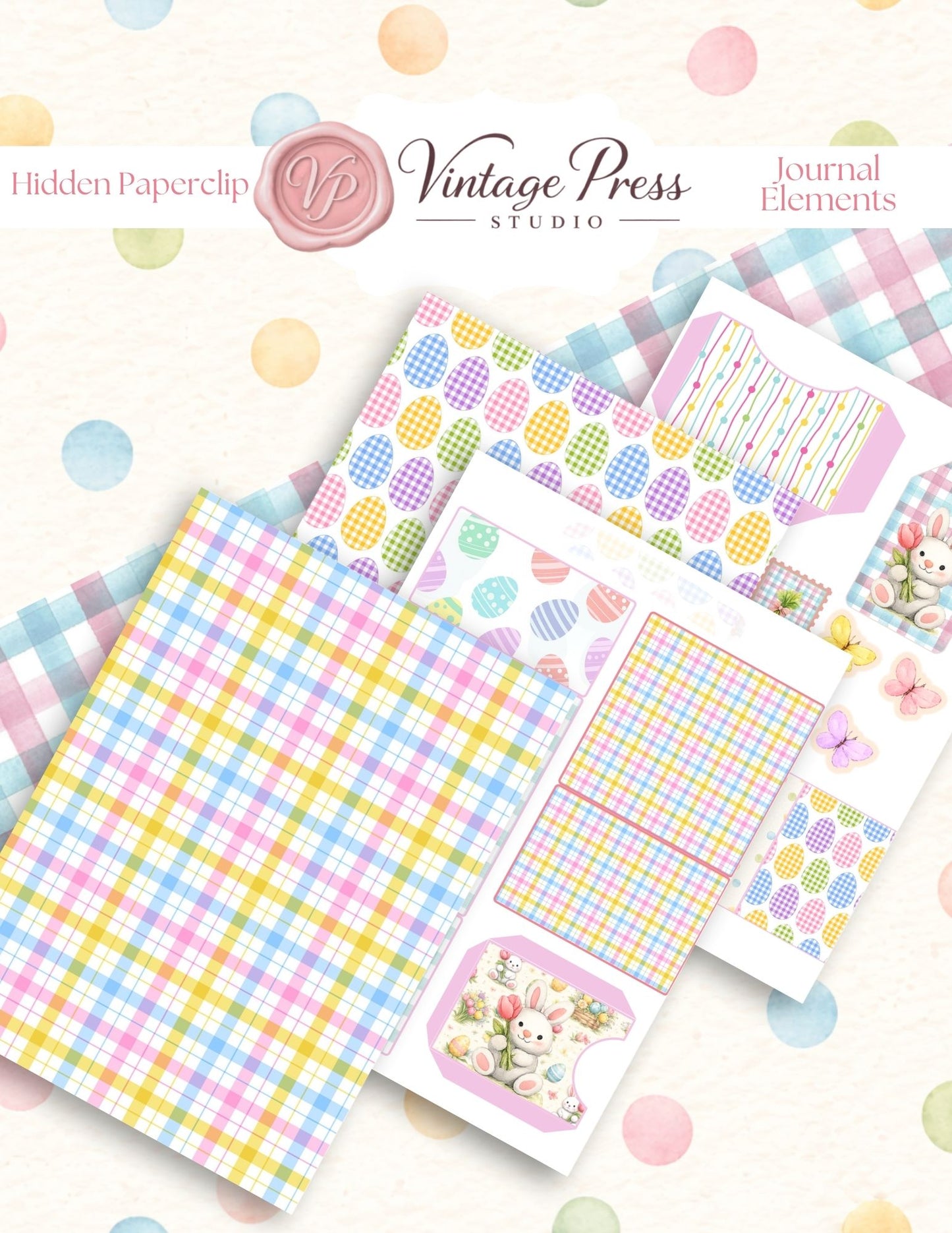 Hoppy Spring & Easter Hidden Paperclip, Paper Pack & Sticker Sheet **Digital Kit**