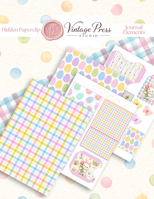 Hoppy Spring & Easter Hidden Paperclip, Paper Pack & Sticker Sheet **Digital Kit**