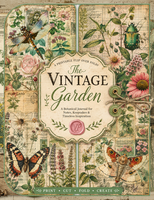 The Vintage Garden Pocket Keeper Folio Printable **Digital File**