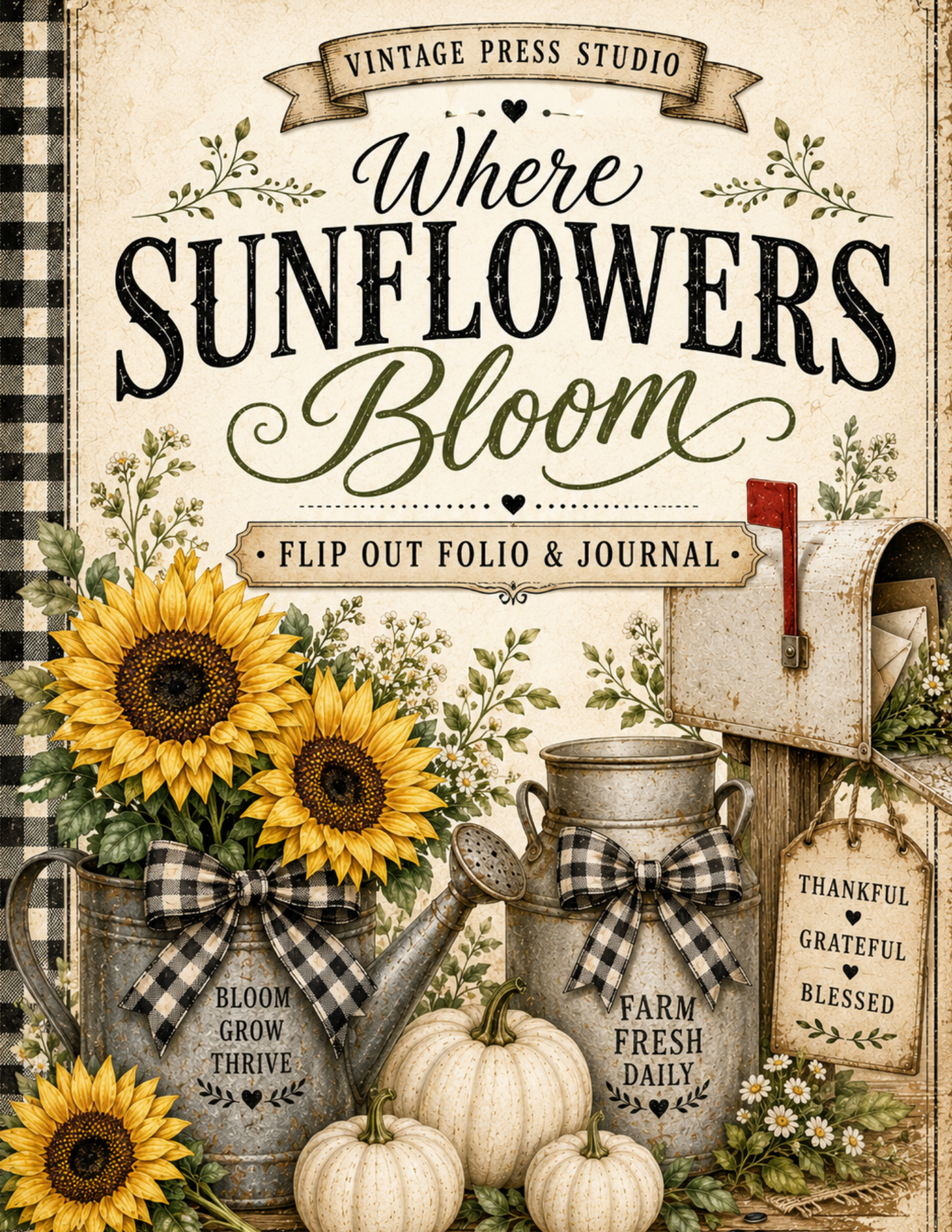 Farmhouse Flipout Folio "Where The Sunflowers Bloom" **PDF Printable**