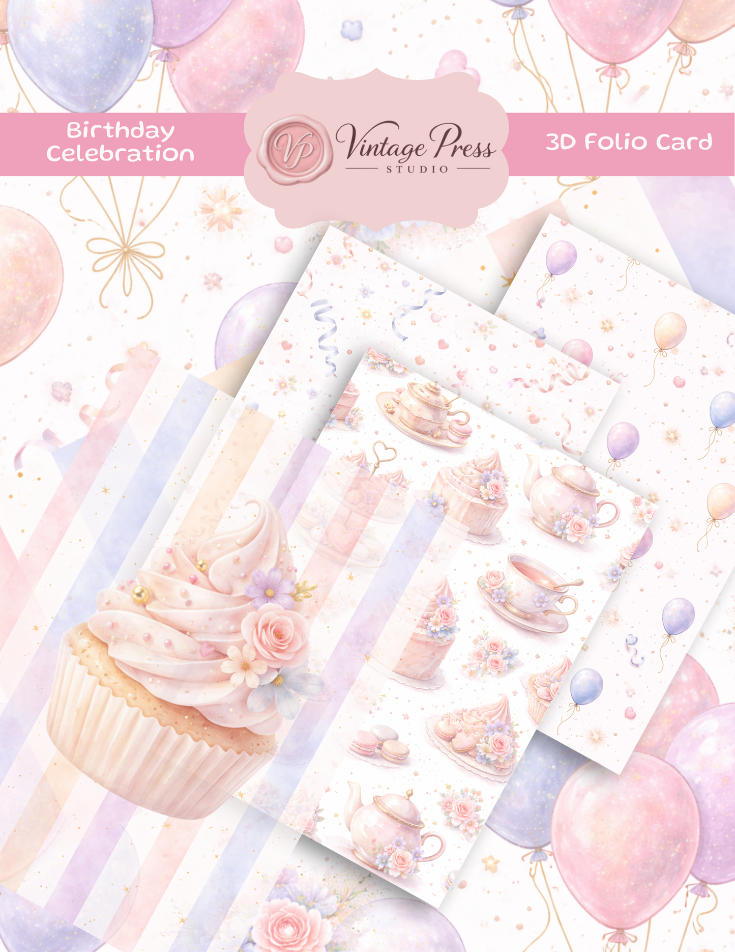 Happy Birthday 3D Folio Card **Digital Kit**