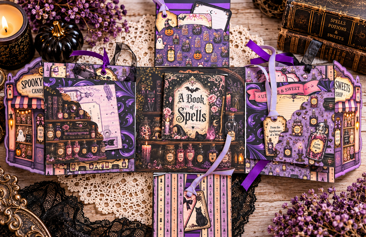 Halloween Junk Journal Folio "Spooky Sweets and Sweet Spells" **Digital Kit**